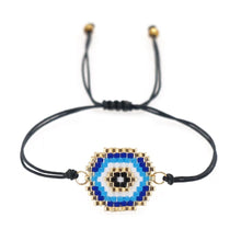 Load image into Gallery viewer, Black Beaded Bracelet with Blue and White Evil Eye

