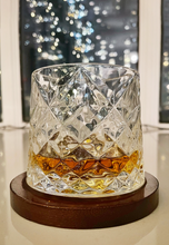 Load image into Gallery viewer, Crystal Rolling Whiskey Glass with Wooden Coaster
