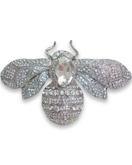 Silver Bee Rhinestone Brooch
