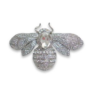 Silver Bee Rhinestone Brooch