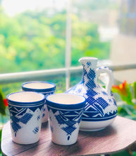Load image into Gallery viewer, Handpainted Ceramic White Blue Water Jug and Glasses
