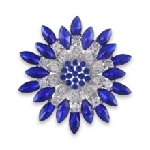 Load image into Gallery viewer, Blue Silver Flower Rhinestone Brooch

