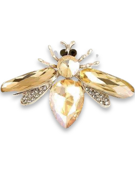 Gold Bee Rhinestone Brooch