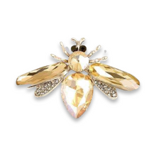 Load image into Gallery viewer, Gold Bee Rhinestone Brooch
