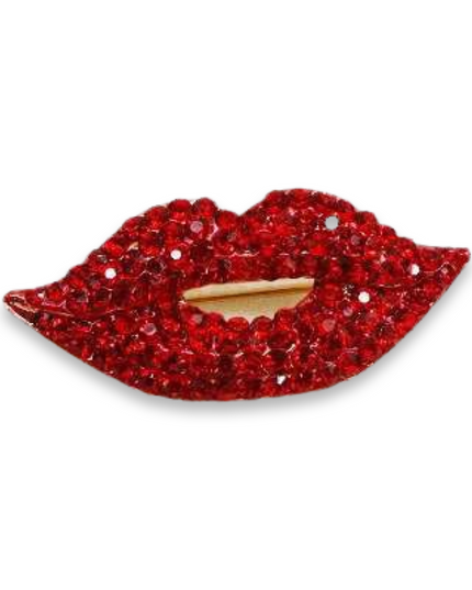  Red Lips Rhinestone Brooch