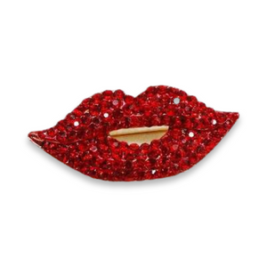  Red Lips Rhinestone Brooch