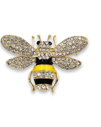 Black Yellow Bee Rhinestone Brooch
