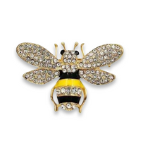 Load image into Gallery viewer, Black Yellow Bee Rhinestone Brooch

