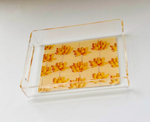 Gold Acrylic Lotus Print Tray