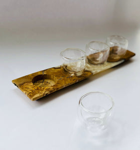 Wood & Resin Tray with 4 Espresso Cups Flight