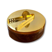 Load image into Gallery viewer, Wooden Chapati Box with Gold Peacock Lid and Tongs
