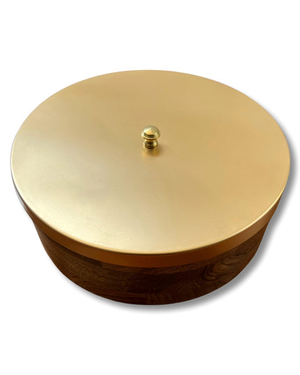 Wooden Chapati Box with Brushed Gold  Lid