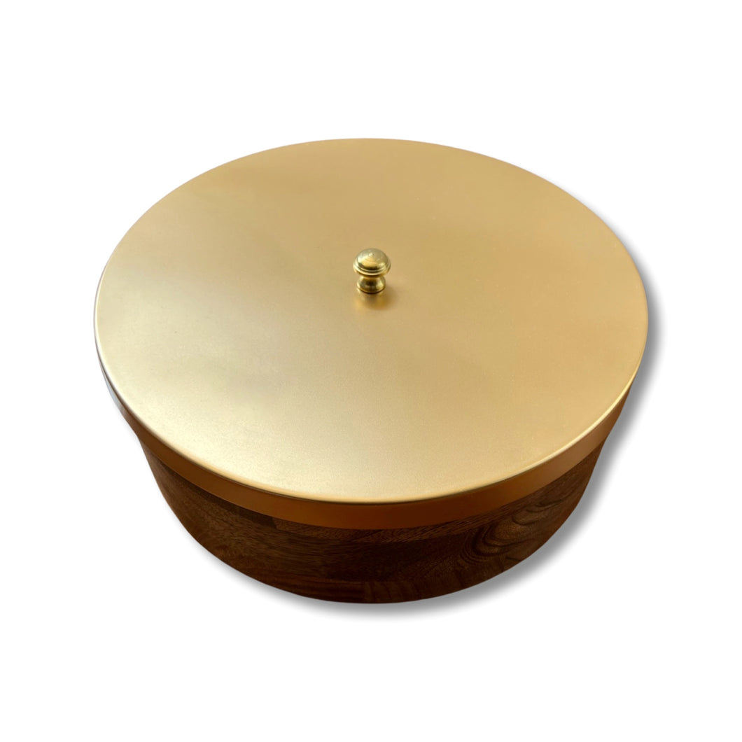 Wooden Chapati Box with Brushed Gold  Lid