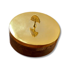 Load image into Gallery viewer, Wooden Chapati Box with Gold Peacock Lid
