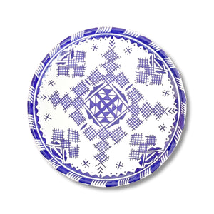 Handpainted Ceramic White Blue Dinner Plate