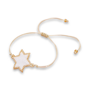 Gold Beaded Bracelet with White Heart
