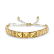 Load image into Gallery viewer, Gold Beaded Bracelet with Gold Studs
