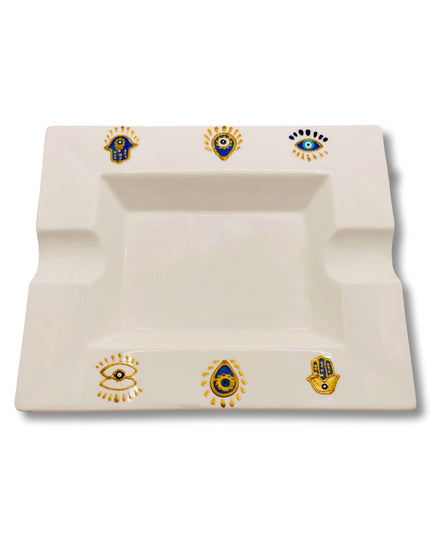 Handpainted Square Evil Eye Cigar Ashtray