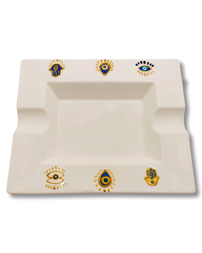 Handpainted Square Evil Eye Cigar Ashtray