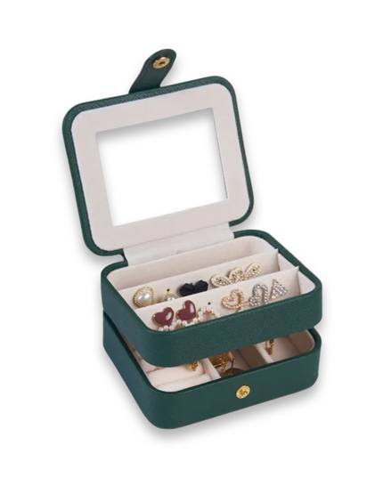 Green PU Leather Travel Jewelry Box