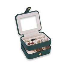Load image into Gallery viewer, Green PU Leather Travel Jewelry Box
