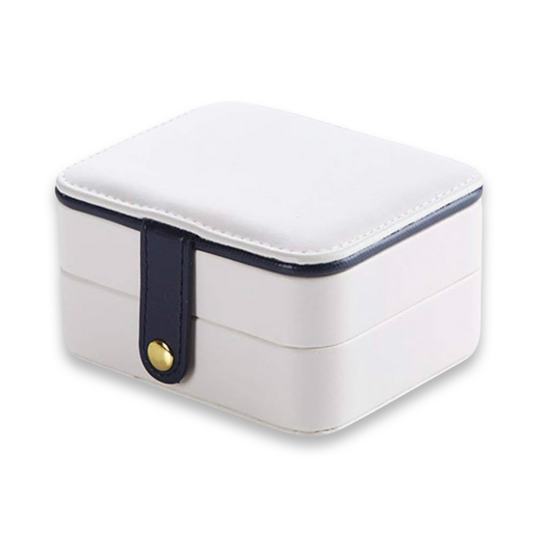 White PU Leather Travel Jewelry Box