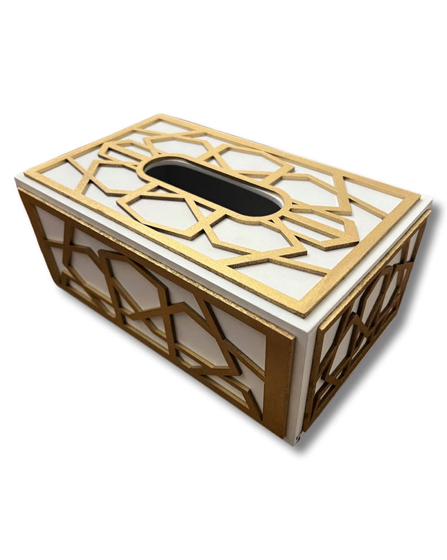 White Gold Wooden Tissue Box Holder