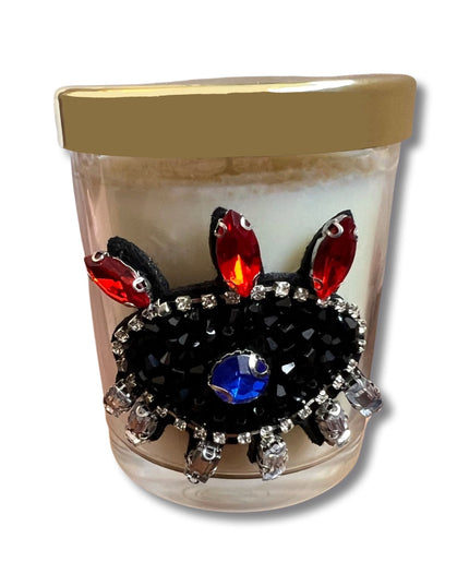 Beaded Evil Eye Vanilla Scented Candle with Gold Lid