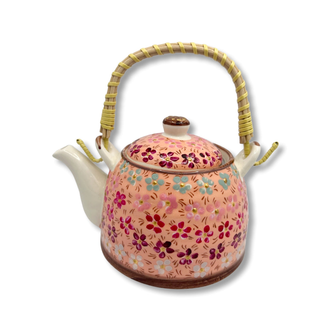 Hand-painted Pink Porcelain Floral Teapot