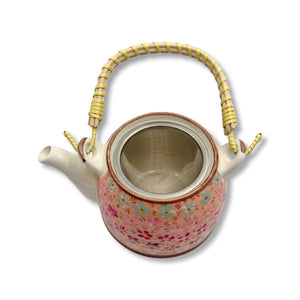 Hand-painted Pink Porcelain Floral Teapot with Infuser