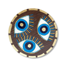 Load image into Gallery viewer, Hand Painted Evil Eye Wooden Round Side Table
