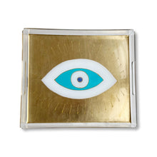 Load image into Gallery viewer, Rectangle Hand Painted Acrylic Gold Evil Eye Nazar Tray
