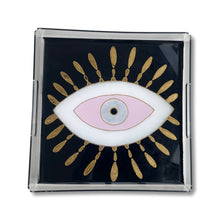 Load image into Gallery viewer, Square Hand Painted Acrylic Black Pink Evil Eye Nazar Tray
