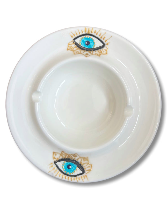 Hand Painted Round Evil Eye Ashtray