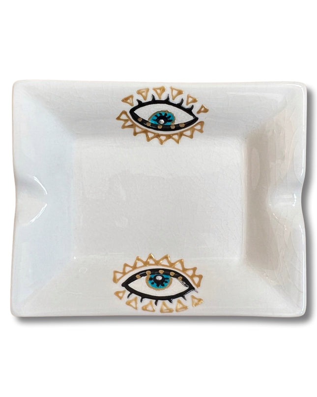 Hand Painted Square Evil Eye Ashtray