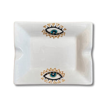 Load image into Gallery viewer, Hand Painted Square Evil Eye Ashtray
