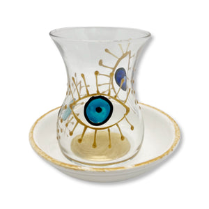 Handpainted Evil Eye Teacup and Saucer