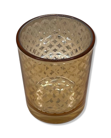 Gold Glass Candle Holder Tealight Holder with Design