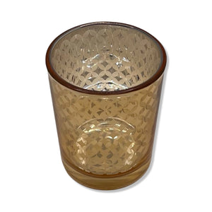 Gold Glass Candle Holder Tealight Holder with Design