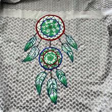 Load image into Gallery viewer, Hand-painted gray and white kaftan with Green Dreamcatcher
