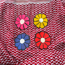 Load image into Gallery viewer, Hand-painted red and white kaftan with Multi Colored Flowers
