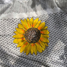 Load image into Gallery viewer, Hand-painted grey and white kaftan with yellow sunflower
