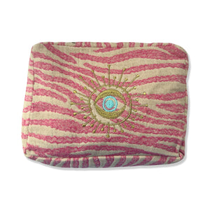 Pink & White Salima Cosmetic Pouch