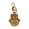Embellished Hand Beaded Hamsa Fatima Keychain Gold Evil Eye Nazar