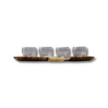 Load image into Gallery viewer, Wood &amp; Resin Tray with 4 Espresso Cups Flight
