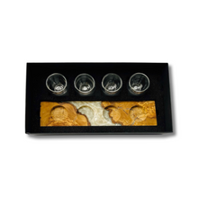 Load image into Gallery viewer, Wood &amp; Resin Tray with 4 Espresso Cups Flight in Gift Box

