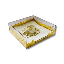 Load image into Gallery viewer, Acrylic Square Handpainted Napkin Holder with Gold Ceramic Rose
