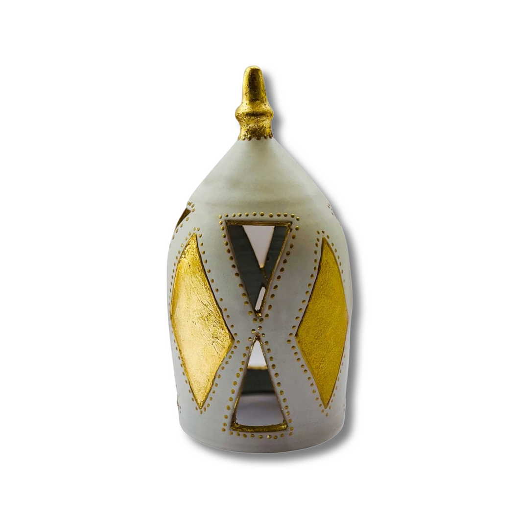 Handpainted Dome Candle Holder Gold