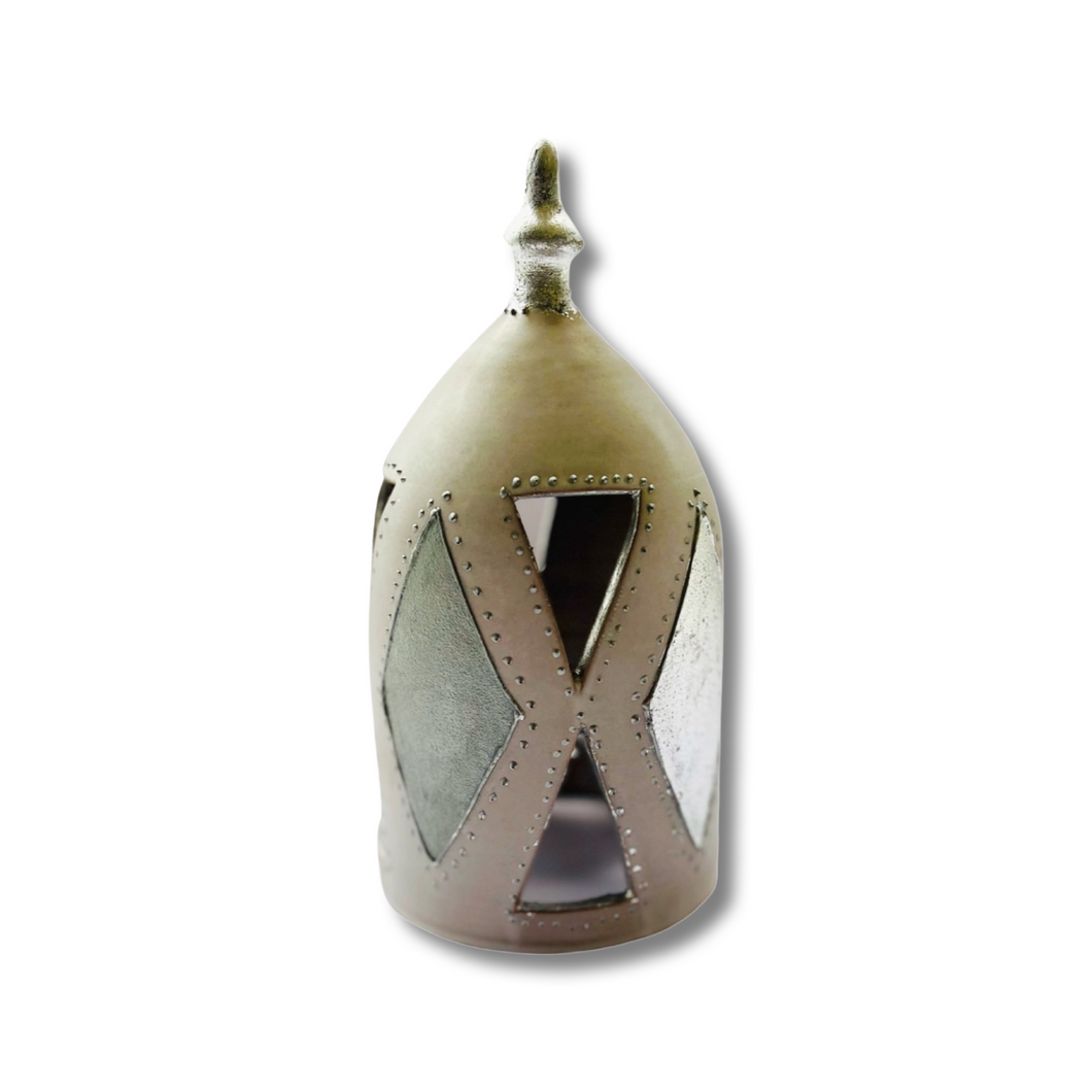 Handpainted Dome Candle Holder Silver