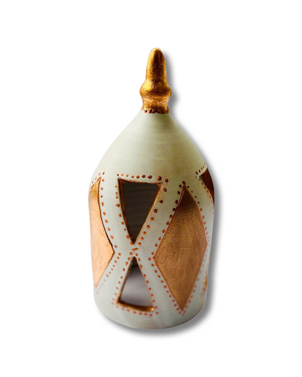 Handpainted Dome Candle Holder Rose Gold